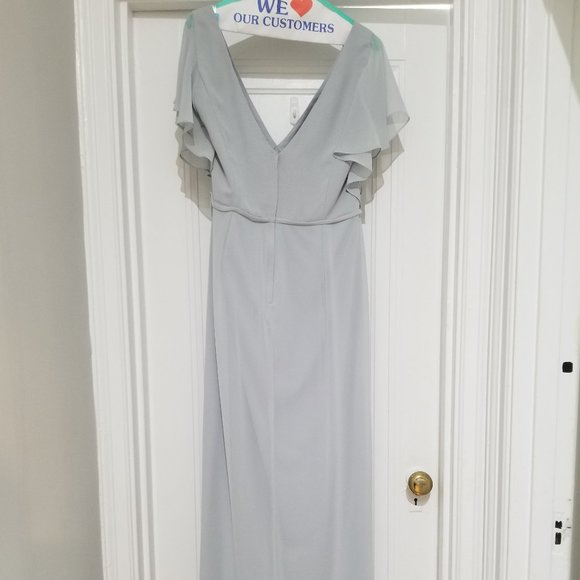 Flutter Sleeve Bridesmaid Dress with Cascade - Bridesmaid (Color: Mystic) - Picture 3 of 3